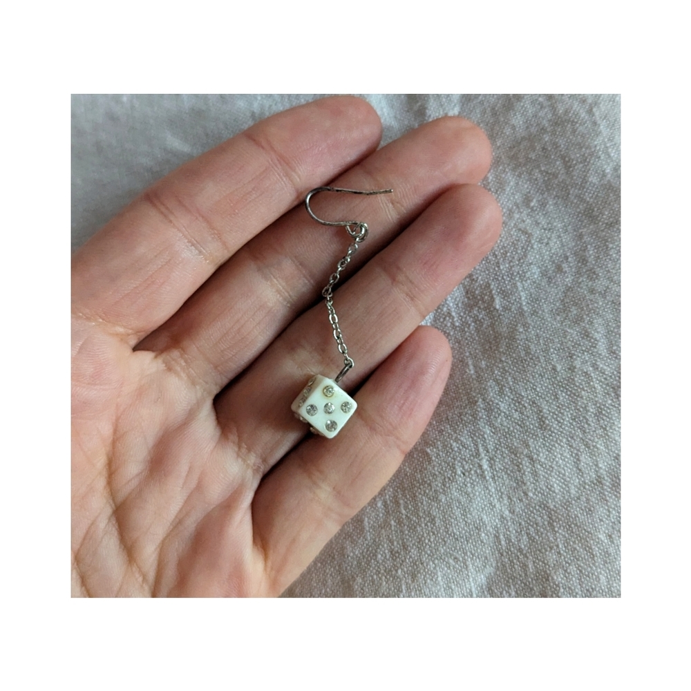 Single Die Dangle Statement Earring